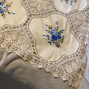 Beautiful unique tablecloth ,  size 82 cm x 82 cm hand made